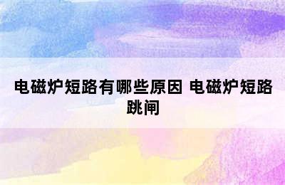 电磁炉短路有哪些原因 电磁炉短路跳闸